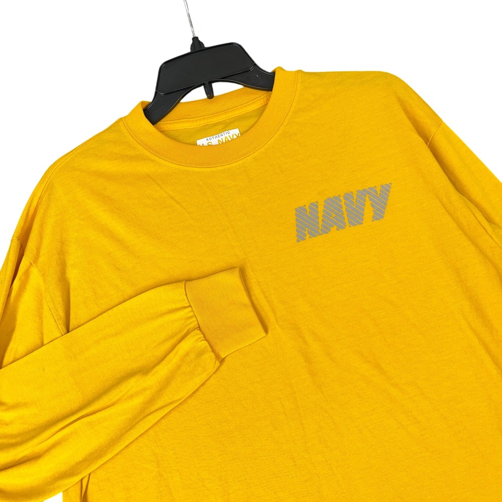 U.S. Navy PFU Shirt Mens L Yellow Training Military Physical Fitness Uniform